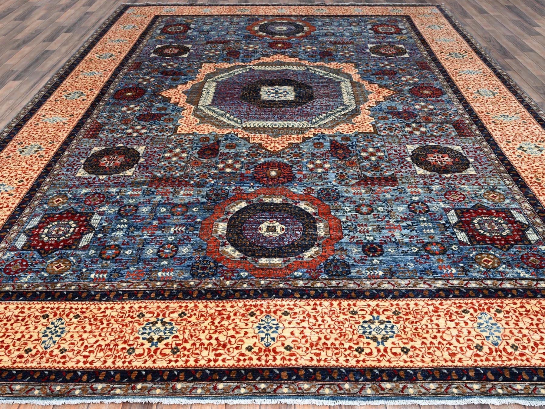 Mamluk Traditional hand-knotted wool rug in Blue, 10'1" x 13'5", SKU O086733
