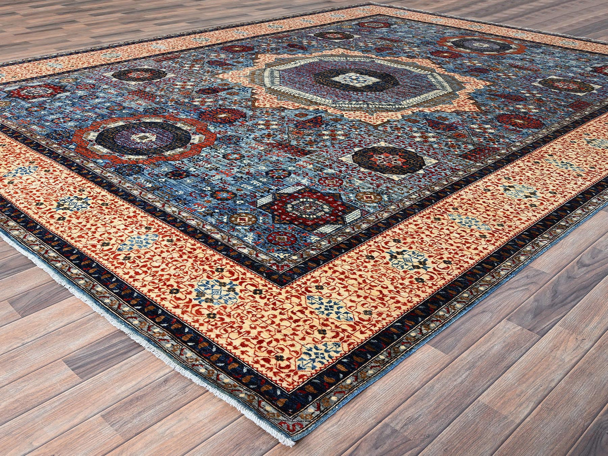 Mamluk Traditional hand-knotted wool rug in Blue, 10'1" x 13'5", SKU O086733