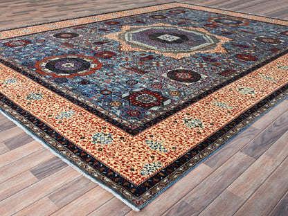 Mamluk Traditional hand-knotted wool rug in Blue, 10'1" x 13'5", SKU O086733