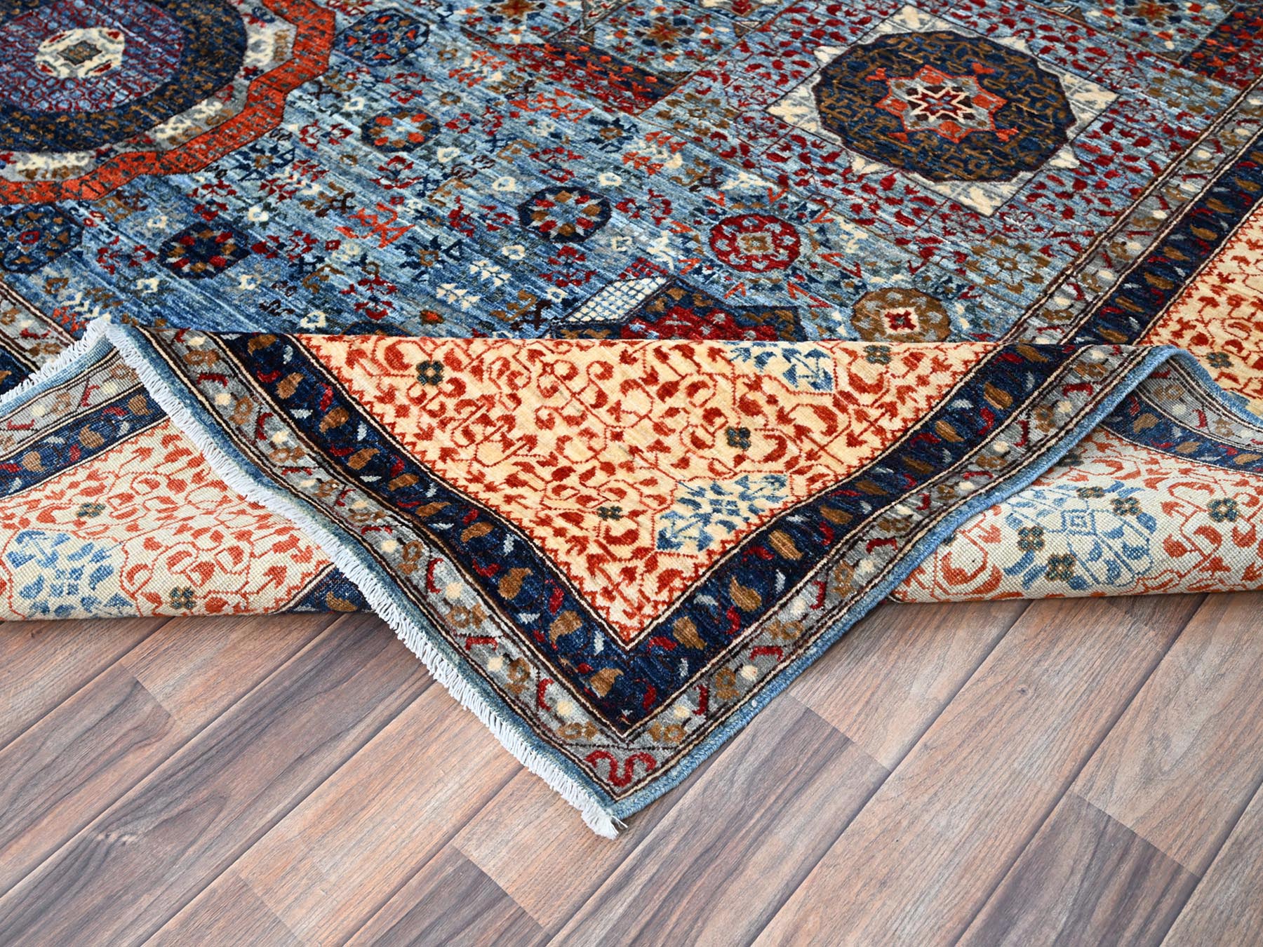 Mamluk Traditional hand-knotted wool rug in Blue, 10'1" x 13'5", SKU O086733
