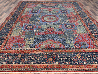 Mamluk Traditional hand-knotted wool rug in Blue, 9'0" x 12'0", SKU O086735