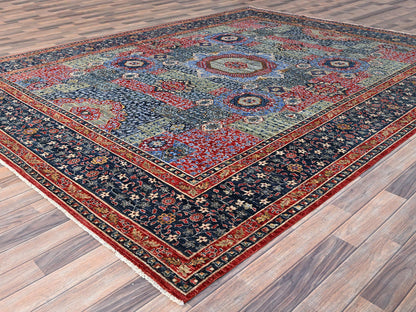 Mamluk Traditional hand-knotted wool rug in Blue, 9'0" x 12'0", SKU O086735
