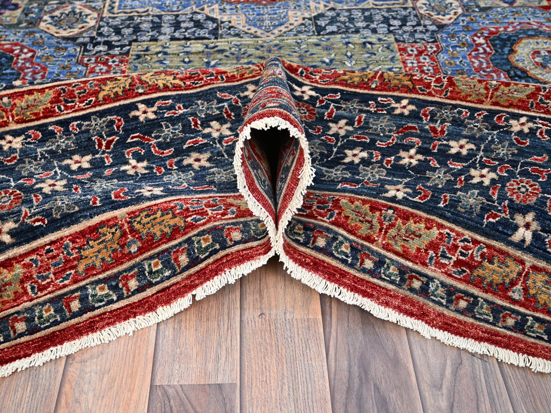 Mamluk Traditional hand-knotted wool rug in Blue, 9'0" x 12'0", SKU O086735