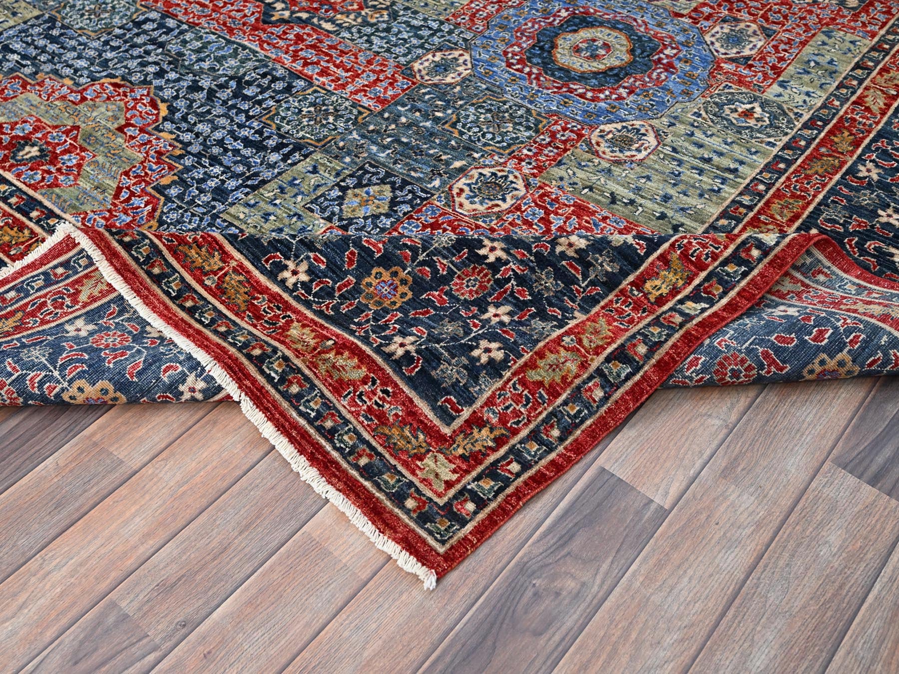 Mamluk Traditional hand-knotted wool rug in Blue, 9'0" x 12'0", SKU O086735