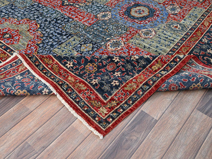 Mamluk Traditional hand-knotted wool rug in Blue, 9'0" x 12'0", SKU O086735