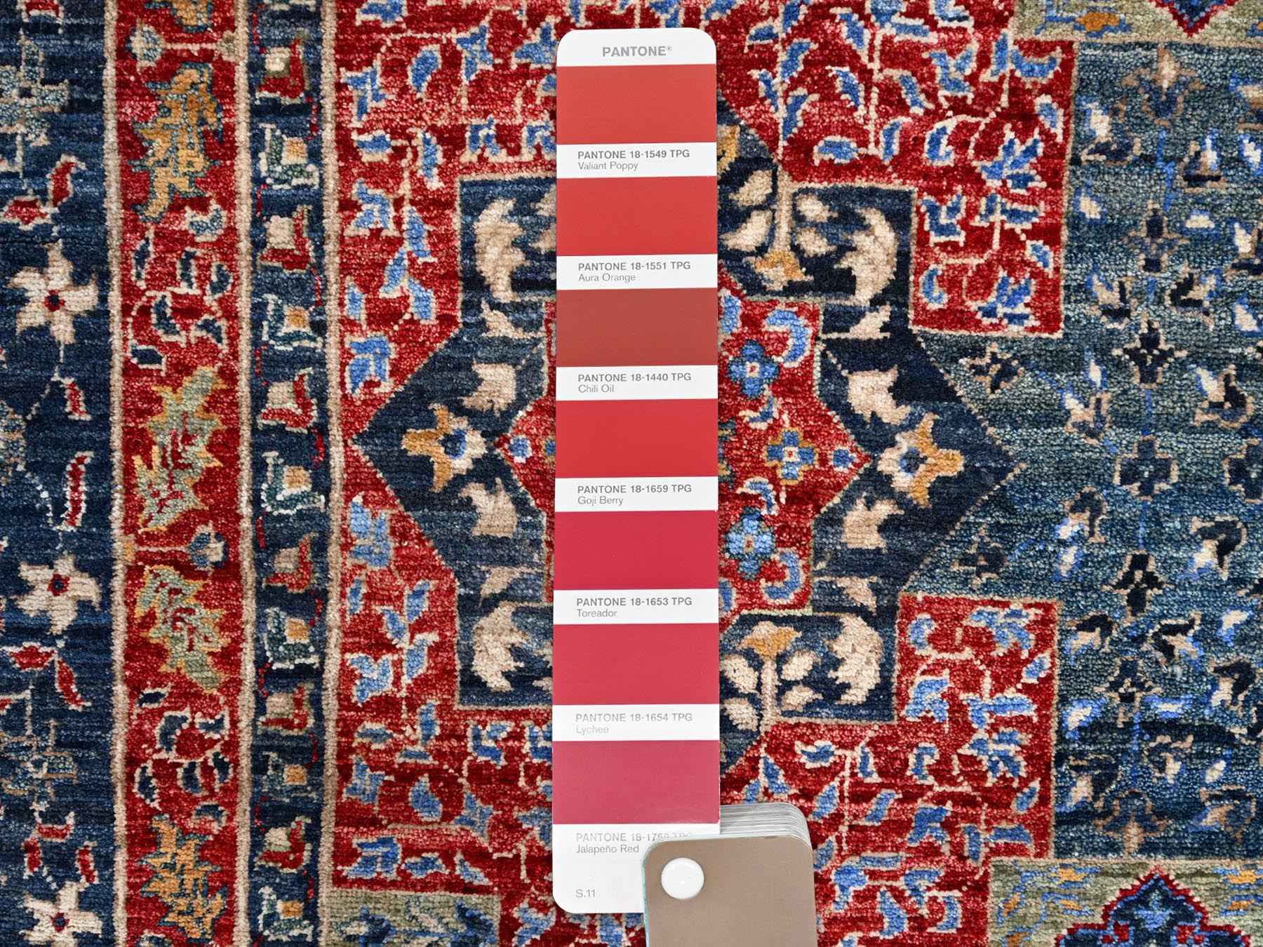 Mamluk Traditional hand-knotted wool rug in Blue, 9'0" x 12'0", SKU O086735