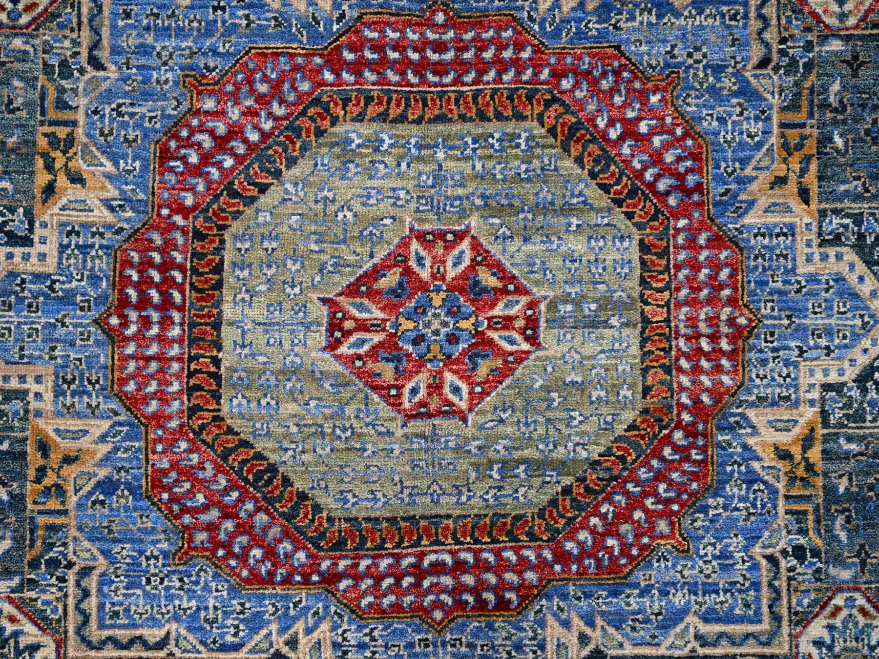 Mamluk Traditional hand-knotted wool rug in Blue, 9'0" x 12'0", SKU O086735