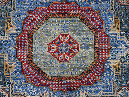 Mamluk Traditional hand-knotted wool rug in Blue, 9'0" x 12'0", SKU O086735