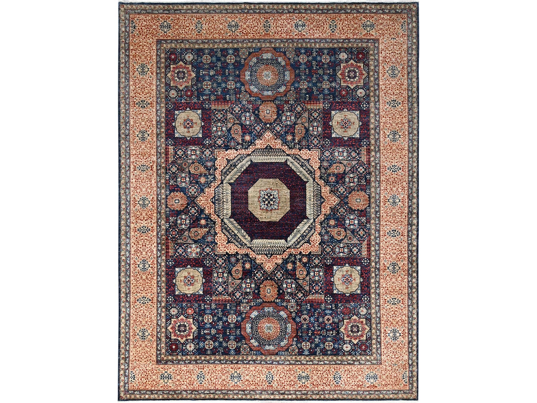 Mamluk Traditional hand-knotted wool rug in Blue, 9'0" x 11'11", SKU O086738