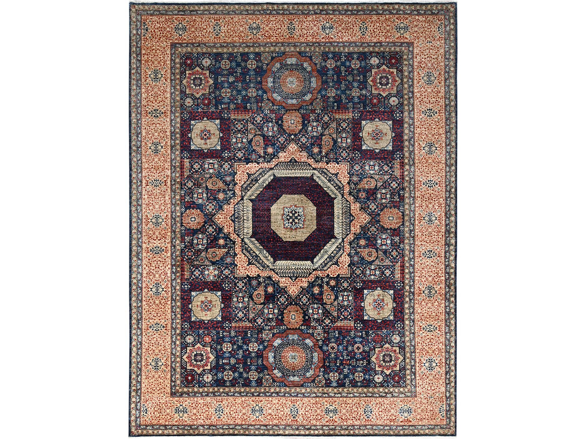 Mamluk Traditional hand-knotted wool rug in Blue, 9'0" x 11'11", SKU O086738