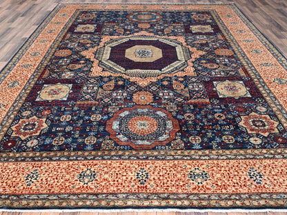 Mamluk Traditional hand-knotted wool rug in Blue, 9'0" x 11'11", SKU O086738