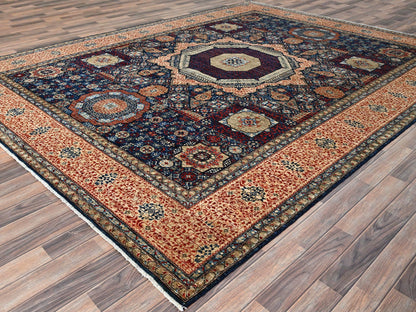 Mamluk Traditional hand-knotted wool rug in Blue, 9'0" x 11'11", SKU O086738