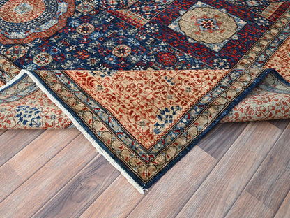 Mamluk Traditional hand-knotted wool rug in Blue, 9'0" x 11'11", SKU O086738