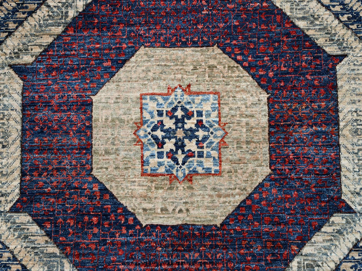 Mamluk Traditional hand-knotted wool rug in Blue, 9'0" x 11'11", SKU O086738