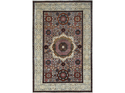 Grey 6'1" x 9'3" Traditional Hand knotted Wool Rug - Sku: O086742