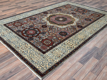 Mamluk Traditional hand-knotted wool rug in Gray, 6'1" x 9'3", SKU O086742