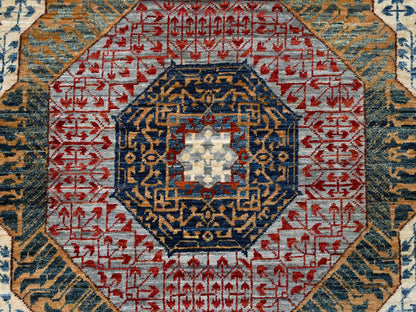 Grey 6'1" x 9'3" Traditional Hand knotted Wool Rug - Sku: O086742