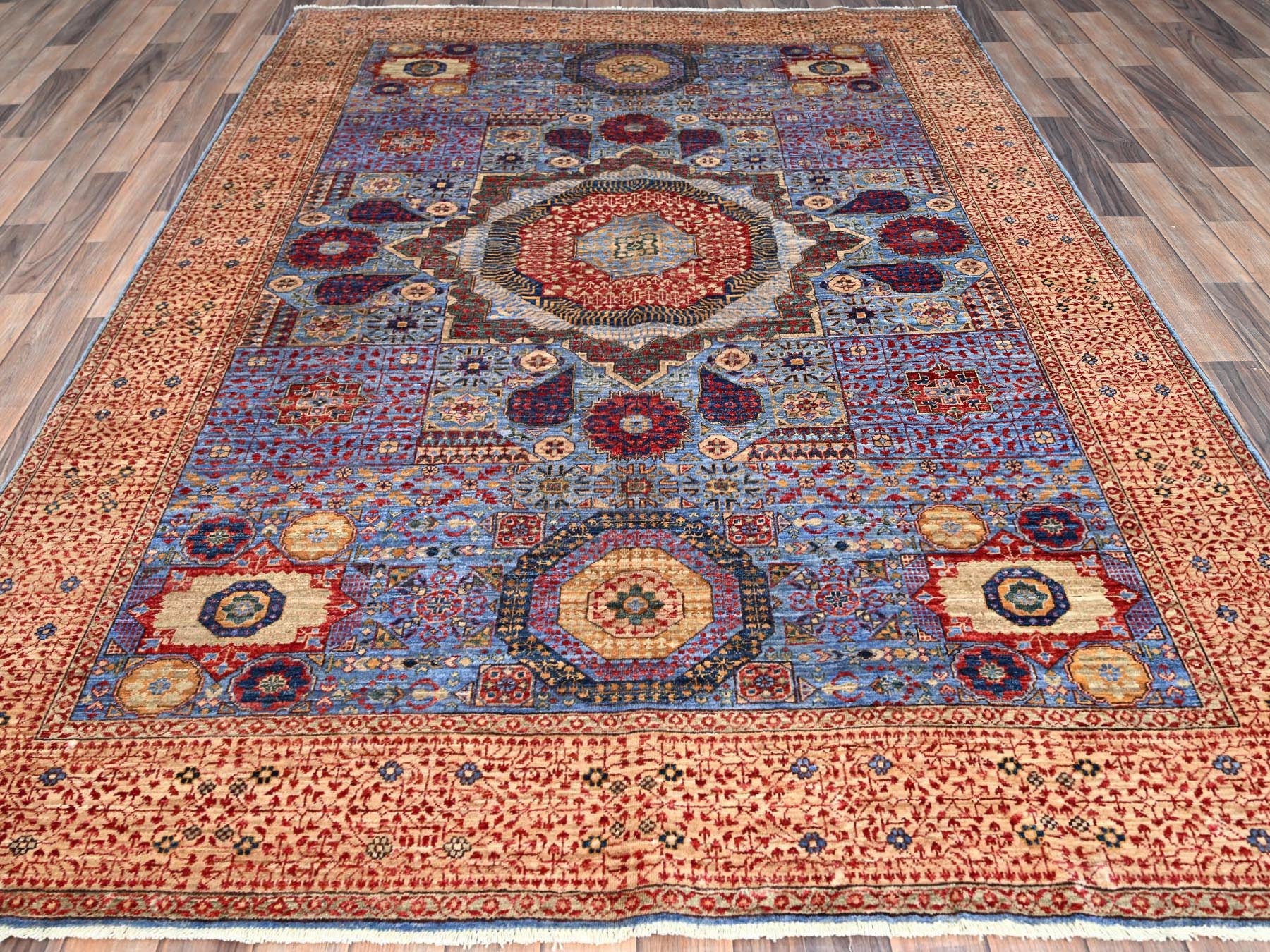 Mamluk Traditional hand-knotted wool rug in Blue, 6'1" x 9'0", SKU O086743