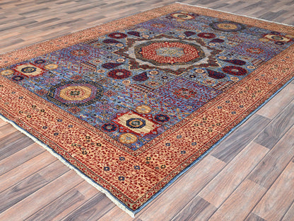 Blue 6'1" x 9'0" Mamluk Hand knotted Wool Rug - Sku: O086743