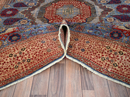Blue 6'1" x 9'0" Mamluk Hand knotted Wool Rug - Sku: O086743