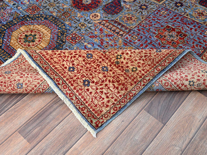 Blue 6'1" x 9'0" Mamluk Hand knotted Wool Rug - Sku: O086743