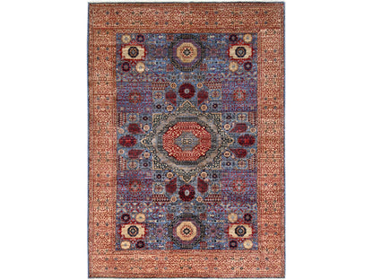 Mamluk Traditional hand-knotted wool rug in Blue, 6'0" x 8'7", SKU O086744