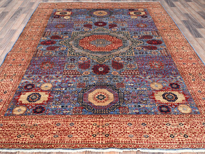 Mamluk Traditional hand-knotted wool rug in Blue, 6'0" x 8'7", SKU O086744