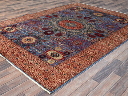 Mamluk Traditional hand-knotted wool rug in Blue, 6'0" x 8'7", SKU O086744
