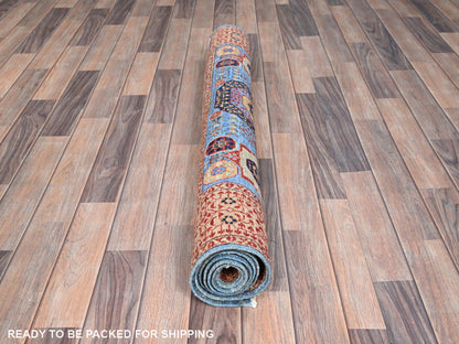 Mamluk Traditional hand-knotted wool rug in Blue, 4'0" x 6'5", SKU O086746