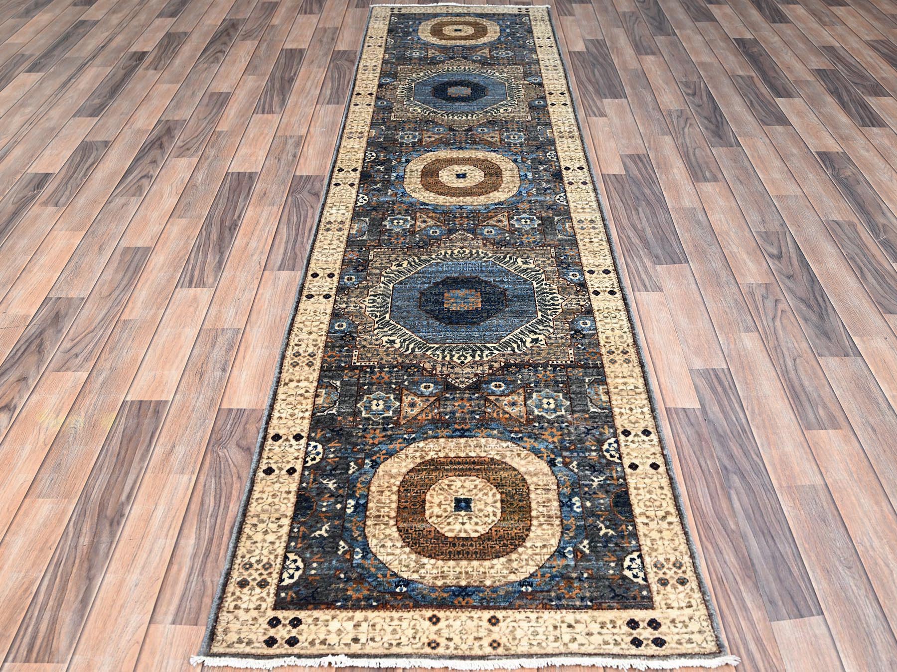 Gray 2'5" x 9'10" Traditional Hand knotted Wool Rug - Sku: O086749