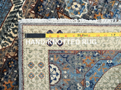 Grey 2'5" x 9'10" Traditional Hand knotted Wool Rug - Sku: O086749