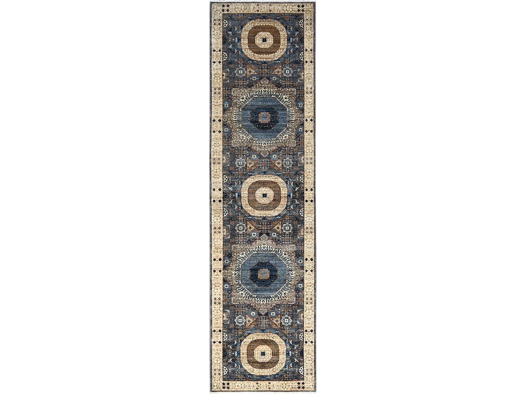 Gray 2'8" x 9'10" Traditional Hand knotted Wool Rug - Sku: O086752