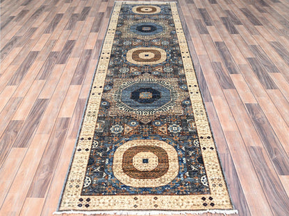 Grey 2'8" x 9'10" Traditional Hand knotted Wool Rug - Sku: O086752