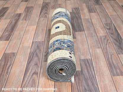 Grey 2'8" x 9'10" Traditional Hand knotted Wool Rug - Sku: O086752