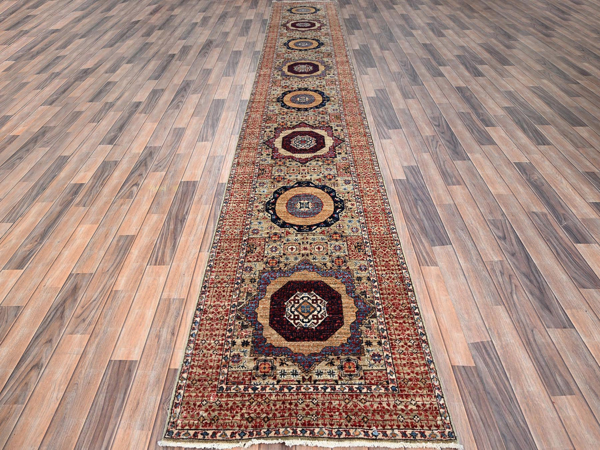 Mamluk Traditional hand-knotted wool runner in Brown, 2'7" x 15'10", SKU O086756