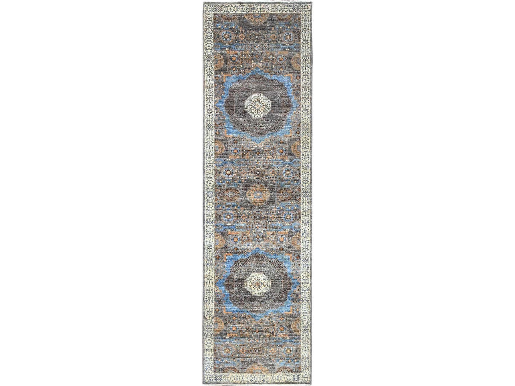 Gray 2'9" x 9'10" Traditional Hand knotted Wool Rug - Sku: O086758