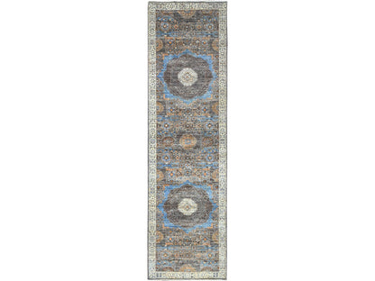 Grey 2'9" x 9'10" Traditional Hand knotted Wool Rug - Sku: O086758