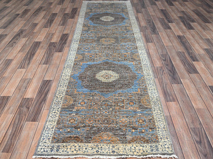 Mamluk Traditional hand-knotted wool runner in Gray, 2'9" x 9'10", SKU O086758