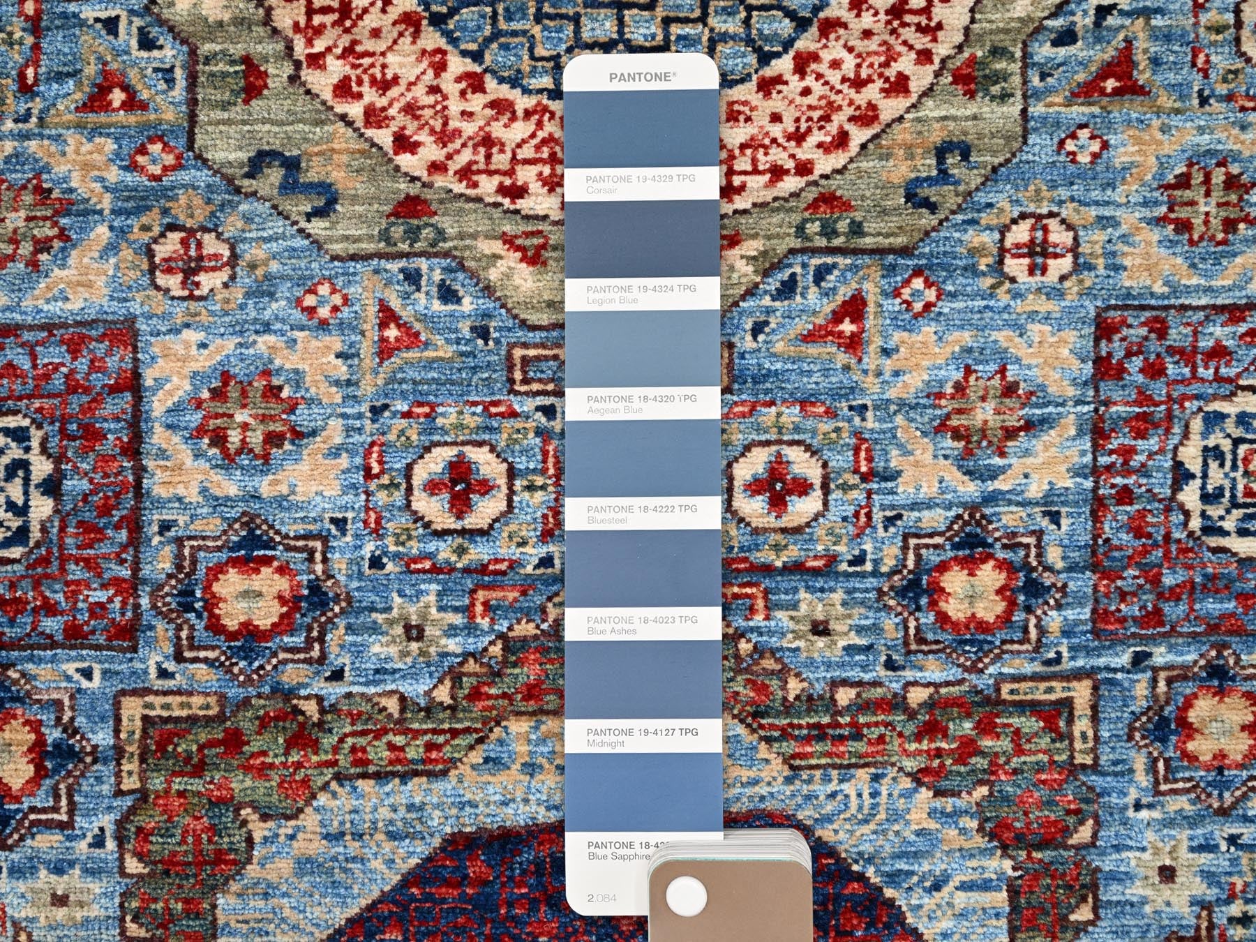 Mamluk Traditional hand-knotted wool runner in Blue, 2'8" x 15'4", SKU O086759