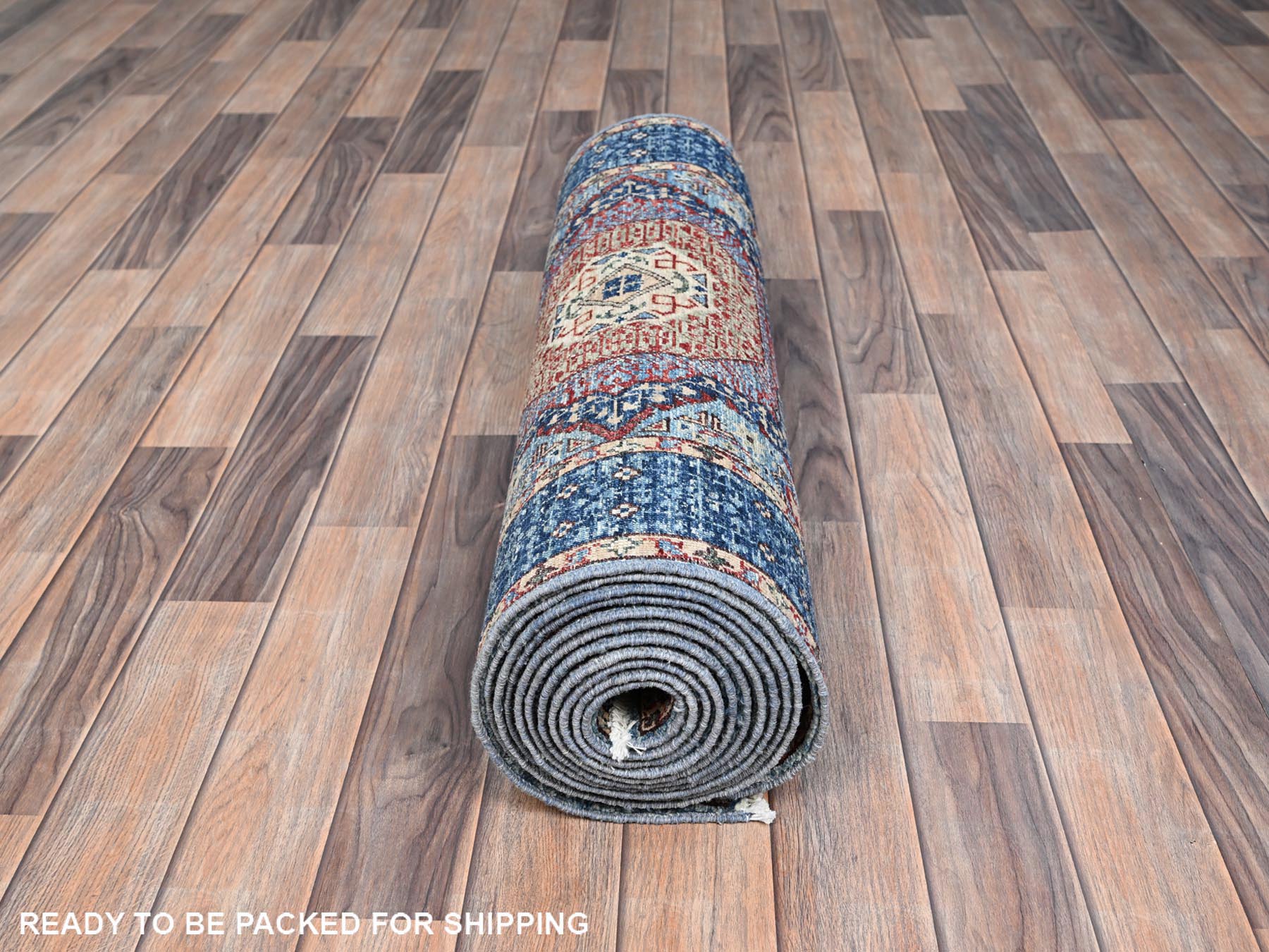 Mamluk Traditional hand-knotted wool runner in Blue, 2'8" x 15'4", SKU O086759