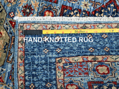 Mamluk Traditional hand-knotted wool runner in Blue, 2'8" x 15'4", SKU O086759