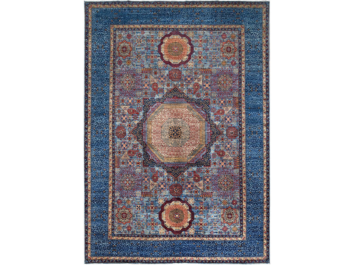 Mamluk Traditional hand-knotted wool rug in Blue, 9'10" x 13'8", SKU O086760