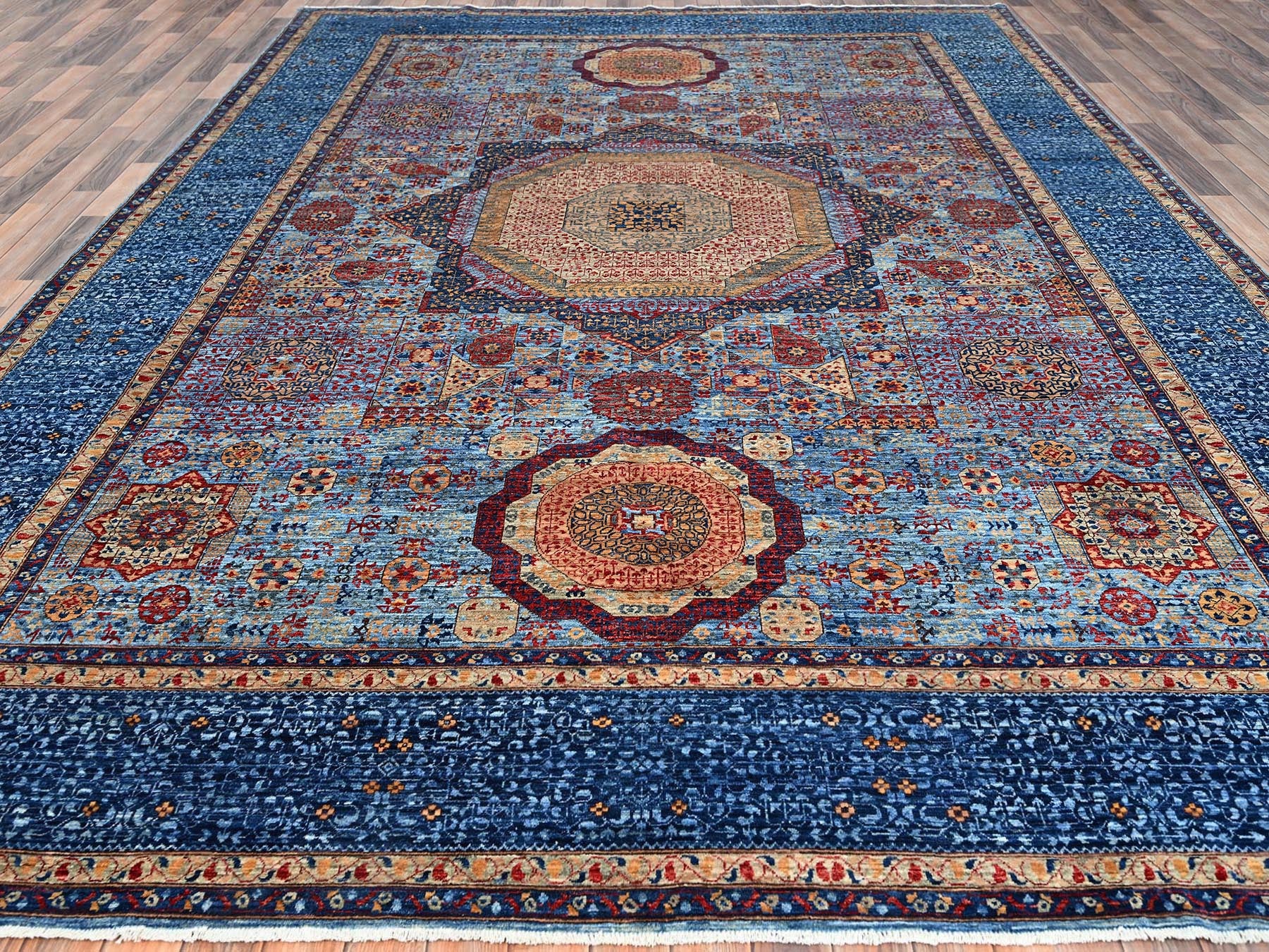 Mamluk Traditional hand-knotted wool rug in Blue, 9'10" x 13'8", SKU O086760