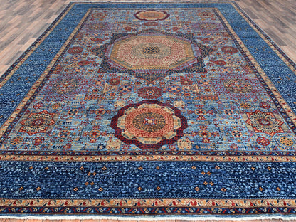 Mamluk Traditional hand-knotted wool rug in Blue, 9'10" x 13'8", SKU O086760