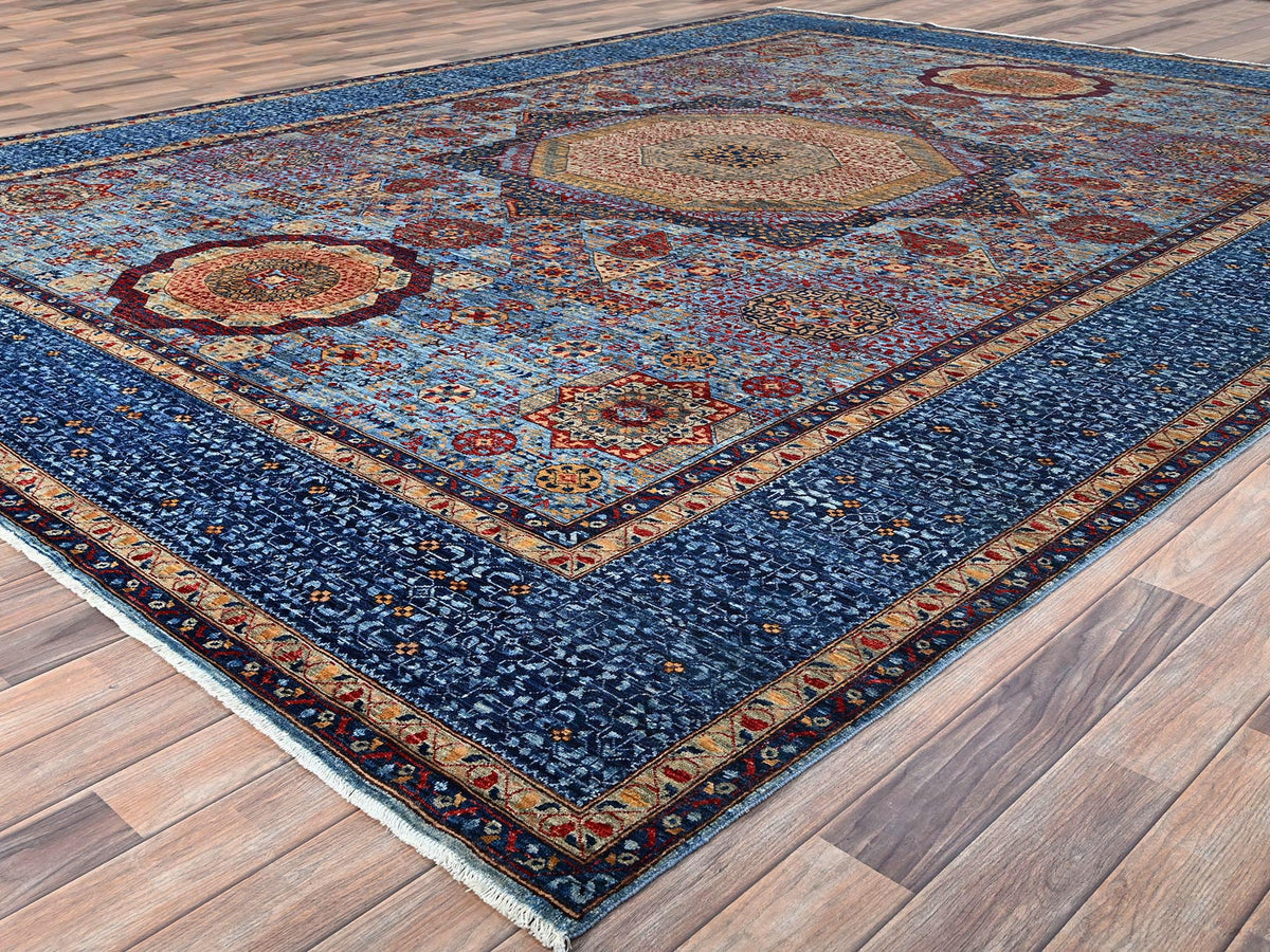Mamluk Traditional hand-knotted wool rug in Blue, 9'10" x 13'8", SKU O086760