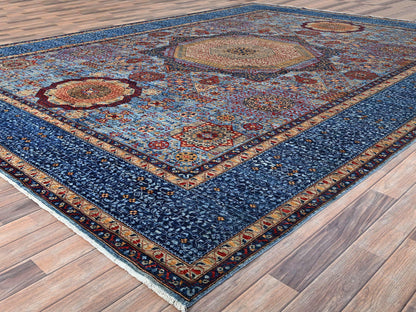 Mamluk Traditional hand-knotted wool rug in Blue, 9'10" x 13'8", SKU O086760