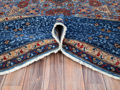 Mamluk Traditional hand-knotted wool rug in Blue, 9'10" x 13'8", SKU O086760