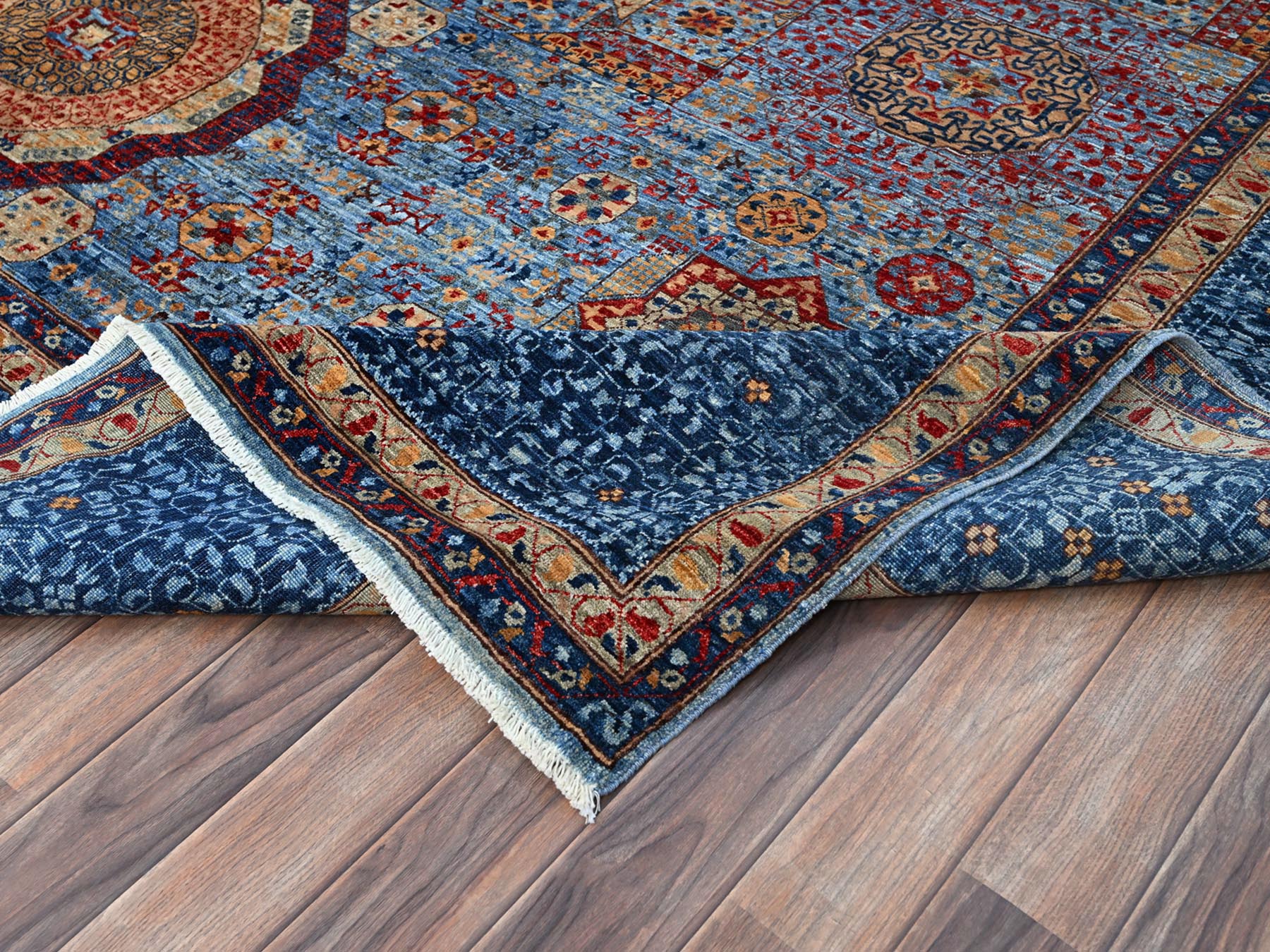 Mamluk Traditional hand-knotted wool rug in Blue, 9'10" x 13'8", SKU O086760