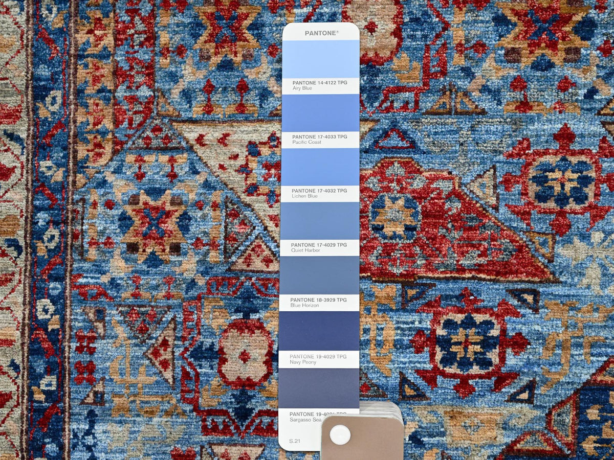 Mamluk Traditional hand-knotted wool rug in Blue, 9'10" x 13'8", SKU O086760