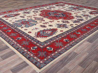 Ivory 8'10" x 11'8" Kazak Hand knotted Wool Rug - Sku: O086769